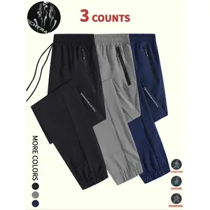 Men's Drawstring Soft Training Jogger Trousers, Lightweight Breathable Fabric, Comfortable Zipper Pockets, Casual Autumn & Winter Men's Trousers Suitable for Jogging, Workout Streetwear, Summer Clothes, Runner Pants, Casual Athletic Joggers SpringStatemen