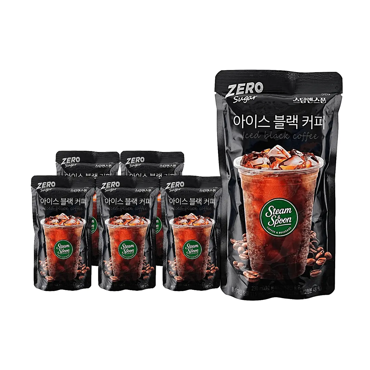 Steam & Spoon Zero Sugar Iced Americano Coffee - 6 Pack (230ml Each) - 115mg Caffeine, Pure Black Coffee, Keto Friendly