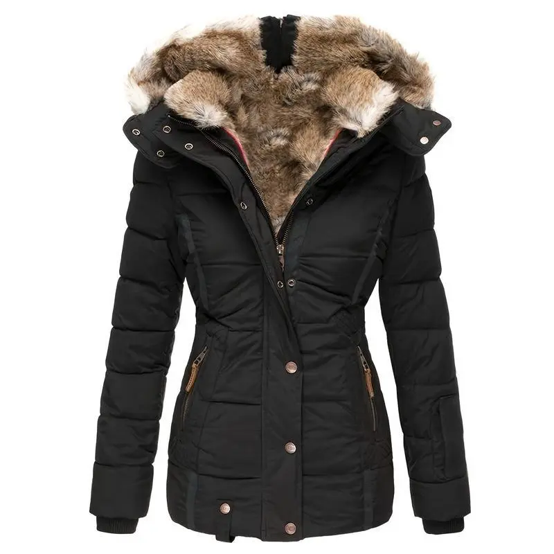 Ladies Hooded Coat Warm down Jacket Thick Parka Coat Lined down Jacket Casual Winter