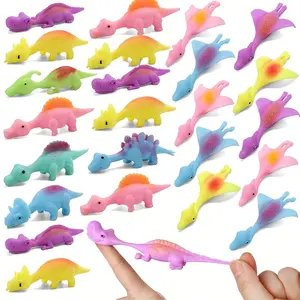 Dinosaur Finger Slingshot Toys Set, Handheld Kids Party Favors Sticky Rubber Flying Game, Birthday Gift Bags Decorations, Easter Basket Stuffers
