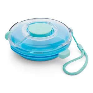 Munchkin Snack Wheel - 4 Compartment Toddler Snack Container with Slot for Dips - Perfect for Daycare & Travel, Blue