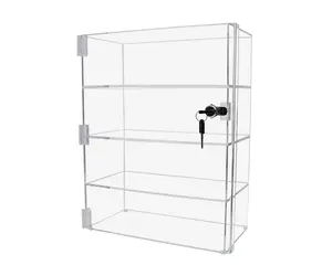 Acrylic Locking Vertical Cabinet with Keys 12" x 6" x 16" Clear Tall Countertop Locker One Piece No Assembly with Swinging Door for Retail Merchandise…