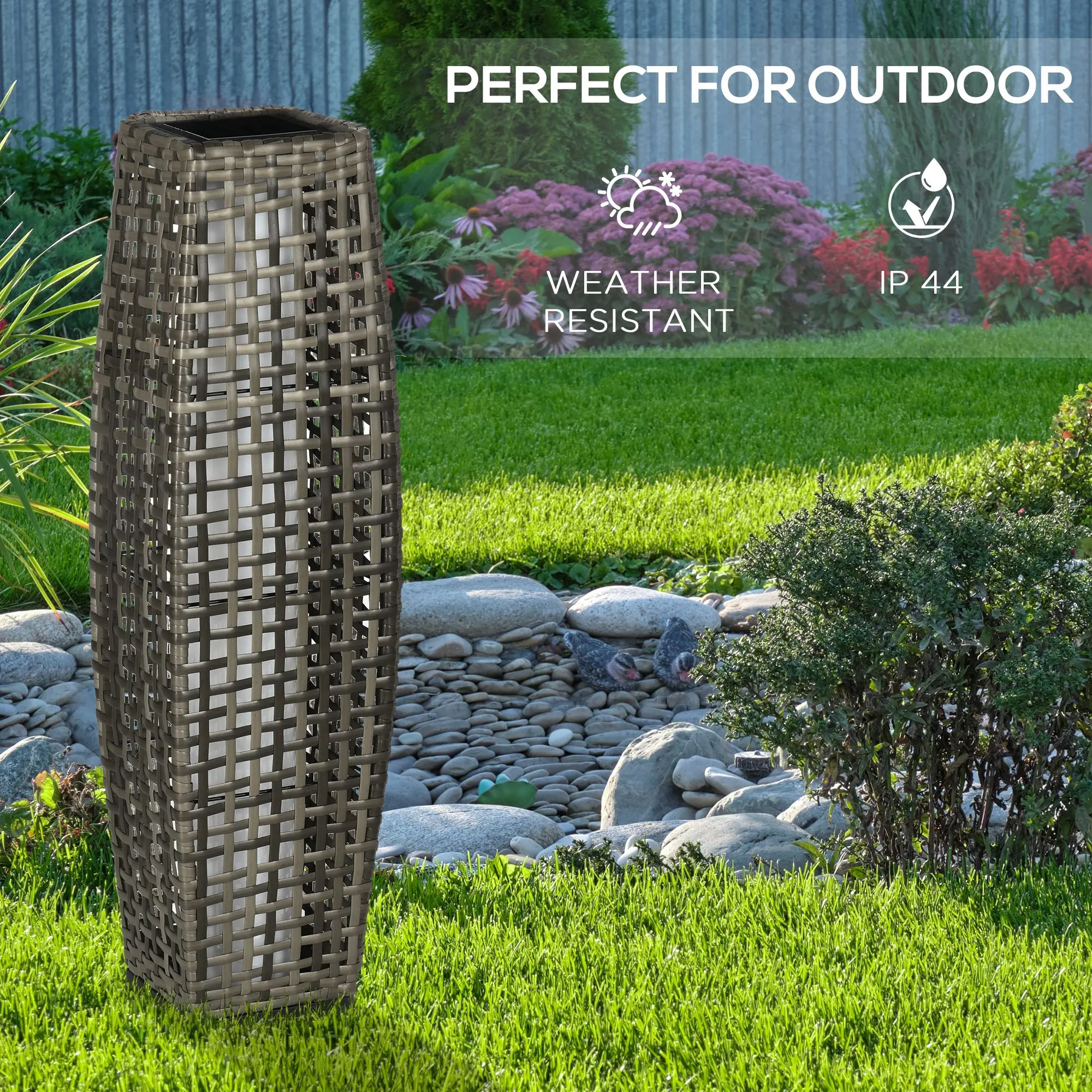 Outsunny Auto On/Off LED Solar Floor Lamp - Ground Light, Landscape Lamp for Patio, Outdoor Garden Backyard Lighting Fixtures, Solar Ground Lights, Solar Landscape Lamp