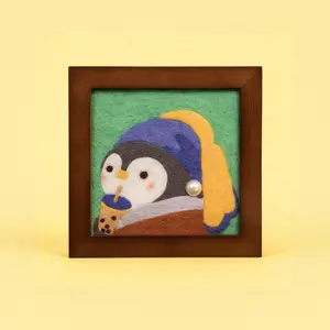 Pearls & Pearl Milk Tea – Framed Wool Art DIY Felting Kit with Needles, Felting Base & Tutorial