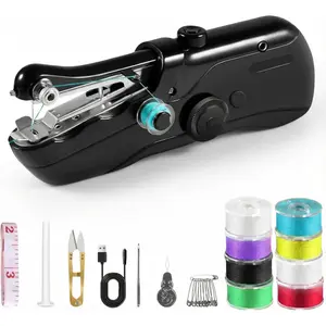 Portable Handheld Sewing Machine for Adults - Mini Hand Held Stitching Machine for Beginners - Small Electric Cordless for Hemming Quick Fabric  Travel Clothes Pants DIY Denim