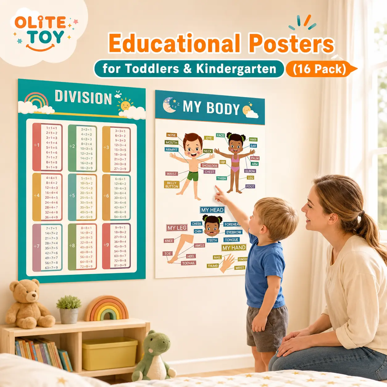 16 Boho Educational Posters for Toddlers Alphabet Numbers Weather Four Seasons Colors Ideal for Elementary Classrooms and Boho-Themed Rooms Learning Materials Adhesive Stickers Enhancing Early Learning Environment