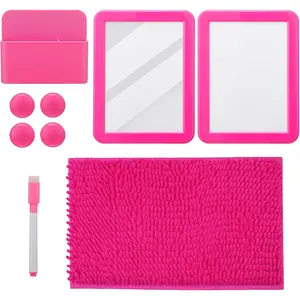 Locker Accessories Kit -  to School Supplies for Girls, 9 count Locker Organizer Stuff Includes Locker Rug  Whiteboard Mirror Dry Erase Marker Holder and More Decor Essentials, Pink
