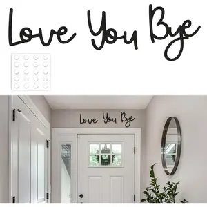 21.6" Love You Bye Wood Sign, Above Door Home Wall Boho Decor Plaque, Black Modern Simplicity Decoration for Front Door Entryway Living Room Aesthetic, Show Your Love and Warm for Your Family