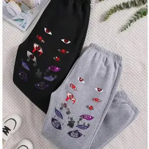 Vintage Naruto Anime Akatsuki Eyes Sweatpants - Trendy Top Sweatpants, Unisex Cotton Graphic Casual Sweatpants, Gift For Fan, Men and Women, Best Gift, Best Gift For Men, Women, Unisex Cotton Graphic Casual Sweatpants