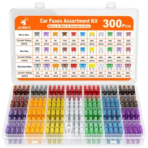 JOREST 300Pcs Automotive Fuse Assortment Kit | 160 Mini + 90 Standard + 50 Micro Blade Fuses | 2A to 40A 11 Specs with Puller | For Car, Truck, RV, Camper, Boat, SUV