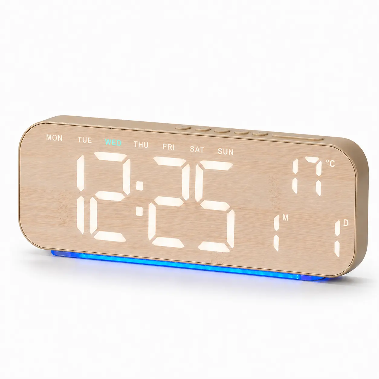 Nordic Style Creative LED Digital Alarm Clock with Multicolor Ambient Light, Displays Time Temperature Date and Day of Week, Dual Alarms, USB or Battery Powered, Modern Decor for Bedroom Living Room Desktop, Ideal Birthday and Holiday Gift homedecor