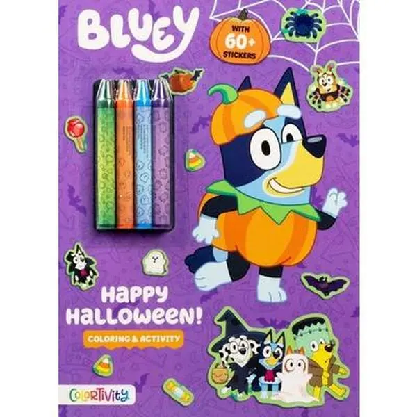 Bluey Colortivity: Happy Halloween! - Grace Baranowski, 0.45 lbs Paperback with Coloring, Includes Stickers, Puzzles, Bingo, Mazes, Crayons & Activity Features for Children