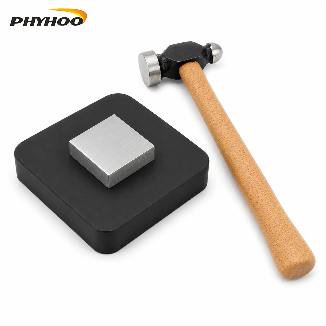 Jewelry Bench Block Set, Square Bench Block with Rubber Pad and 25mm Ball Peen Hammer for Metal Stamping, Shaping and Jewelry Repair