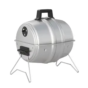 Americana Grills Keg A Que Charcoal BBQ Portable Grill, 186 Square Inch, Silver