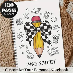 1 personalized aesthetic teacher spiral notebook travel journal, teacher planner, personal organizer, teacher appreciation gift, back-to-school notebook, custom school office notebook, unique stationery