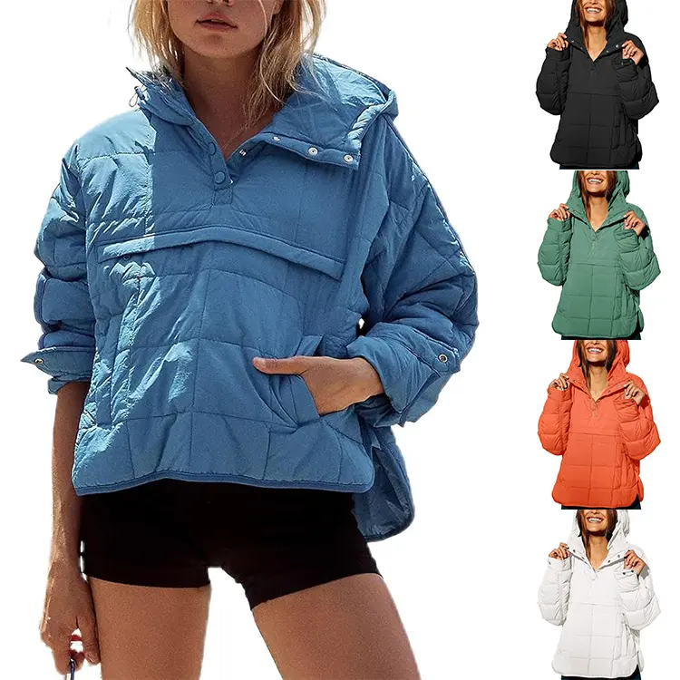 Kingapril Women's Cute Oversized Hooded Puffer Jacket - Quilted, Lightweight, Soft Fabric, Padded Hoodies Coat with Pocket for Winter Warmth (Women's Tops, Jackets & Coats), Comfortable