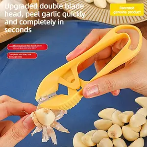 Garlic Peeler Manual Stainless Steel Garlic Skinner with Upgraded Double Blade Head for Quick and Complete Peeling Tool