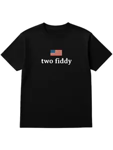 Vintage Aesthetic Two Fiddy USA Flag Graphic Shirt Cool country slogan look Perfect summer Tee casual OOTD Casual Cotton Menswear Crew Neck Graphic T-Shirt Top Womenswear Streetwear Crewneck Print Tshirt