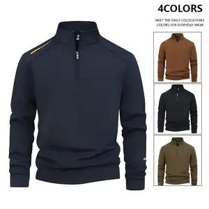 Men??s Warm Stand Collar 1/4 Zip Fleece Sweatshirt, Slim Fit Casual Sports Long Sleeve Top, Plus Size 7XL for 60-150kg, Men??s Outerwear for Spring and Autumn Everyday Wear