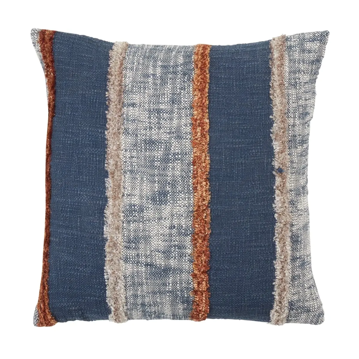 Saro Lifestyle 2300.NB20SC Non-Customised 20 in. Cotton Vertical Stripes Pillow Cover, 100% Cotton Comfortable Soft Cushion Cover, Navy Blue, 100% Cotton Cushion Covers