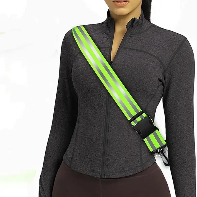 Reflective Waist Belt Set for Night Walking, Adjustable Reflective Running Gear, Reflective Shoulder Strap, Arm Band, Suitable for Hiking, Cycling