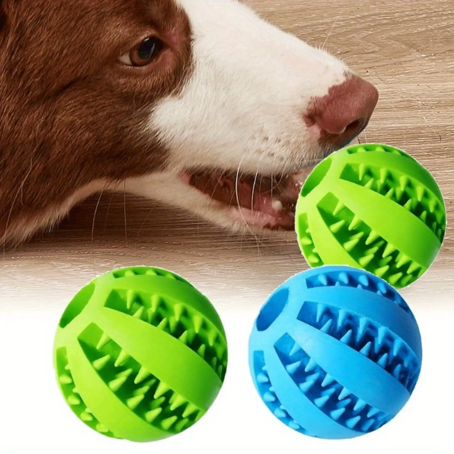 2-Pack Nontoxic Bite-Resistant Durable Rubber Ball-Shape Dog Treat-Dispensing Toys, 2.8" Diameter Teeth Cleaning Intelligence-Improving Playthings for Small-Medium Breeds to Train with Treats