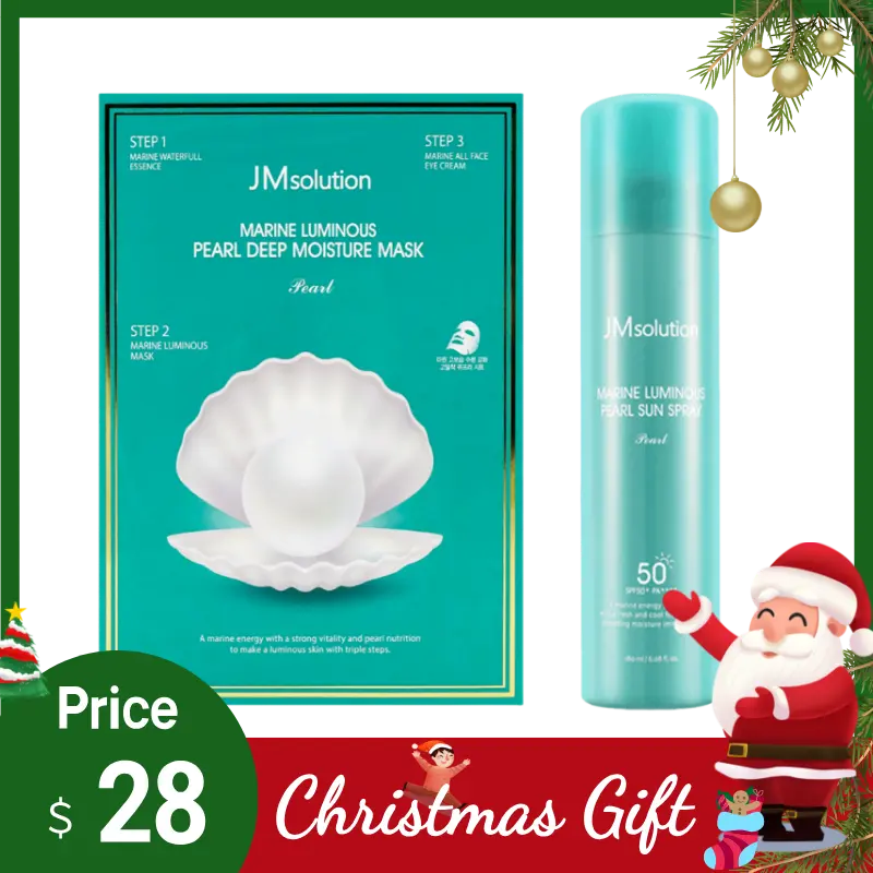 Marine Luminous Pearl Sun Spray, SPF50+ PA++++ 6.35 fl.oz. + Pearl Deep Moisture Mask, 10 sheets【Value Pack】，christmas gift