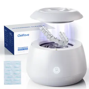 【Deep Cleaning】Ultrasonic Retainer Cleaner Machine 48kHz 200ML Capacity for Dentures Aligners Mouth Guards Braces Dental Trays Jewelry