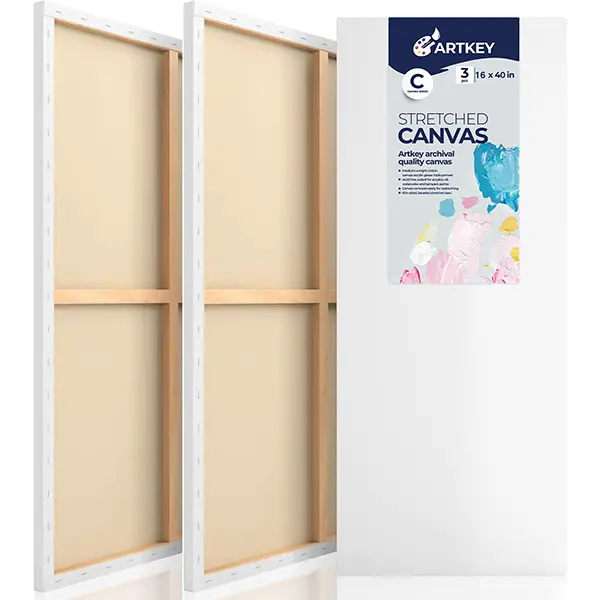Large Canvas for Painting 16x40 Inch 3-Pack, 12.3 oz Triple Primed 100% Cotton Stretched Canvas, Blank Large Canvases for Oil Paint Acrylics Pouring & Wet Art Media