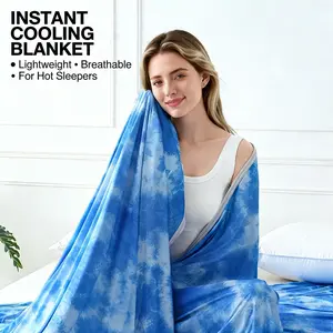 1Pc Watercolor Tie-Dye Double-Layer Cooling Blanket, Ice Spandex Breathable & Lightweight Throw Blanket, Suitable for Bedroom, Sofa and Office, Perfect for Summer Hot Sleepers