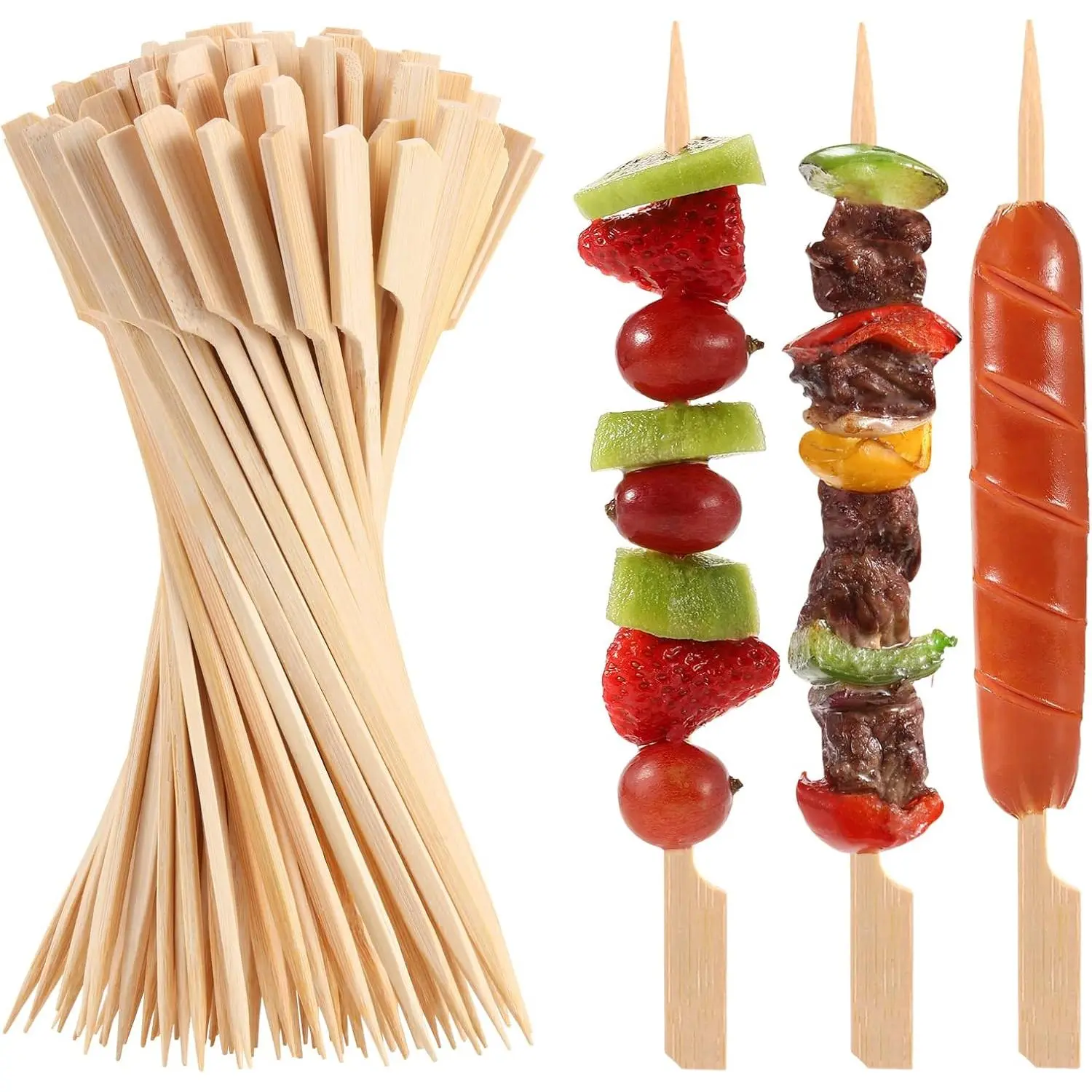 200 count  Skewers for Appetizer, 7 Inch Caramel Candy  Sticks, for Drinks, Fruit Kababs, Sausage, Barbecue Snack,   Paddle Mini  Skewer,  Pick, Charcuterie Accessories
