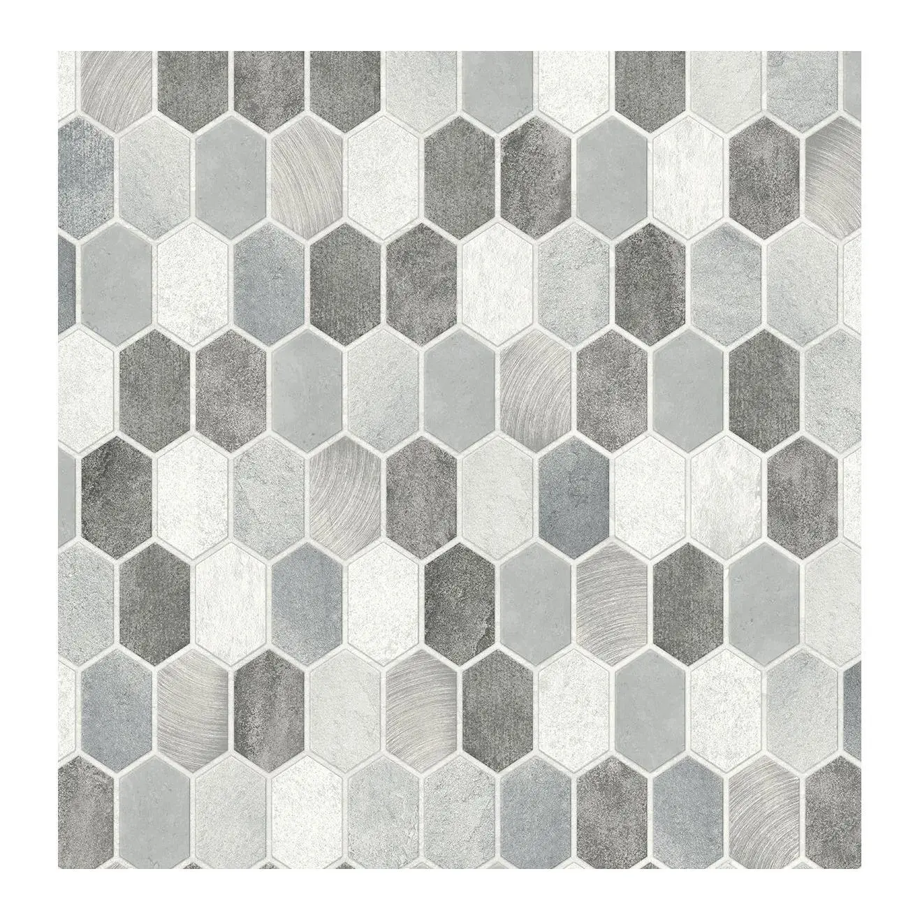 NextWall Brushed Hex Tile Peel and Stick Wallpaper Roll
