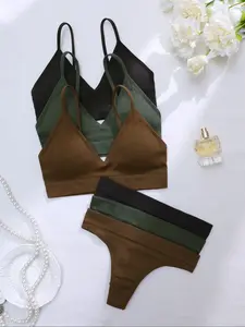 Comfortable No Underwire Triangle Bra Set for Women, 3 Pack Medium Fit Basic Wireless Bras, All Seasons Wear, Ladies Lingerie Collection