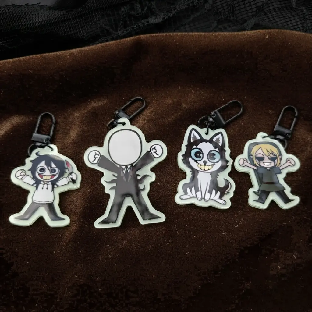 Creepypasta Jeff the Killer, Ben Drowned, Slenderman, Smiledog Acrylic Keychain