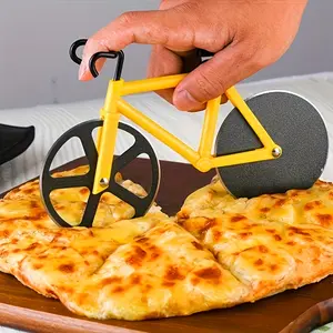 Double Wheel Bicycle Pizza Knife Slicer, Steel Pizza Cutter, Blue, Home & Professional Kitchen Essential, Fun Party Decor, Easy Clean Design