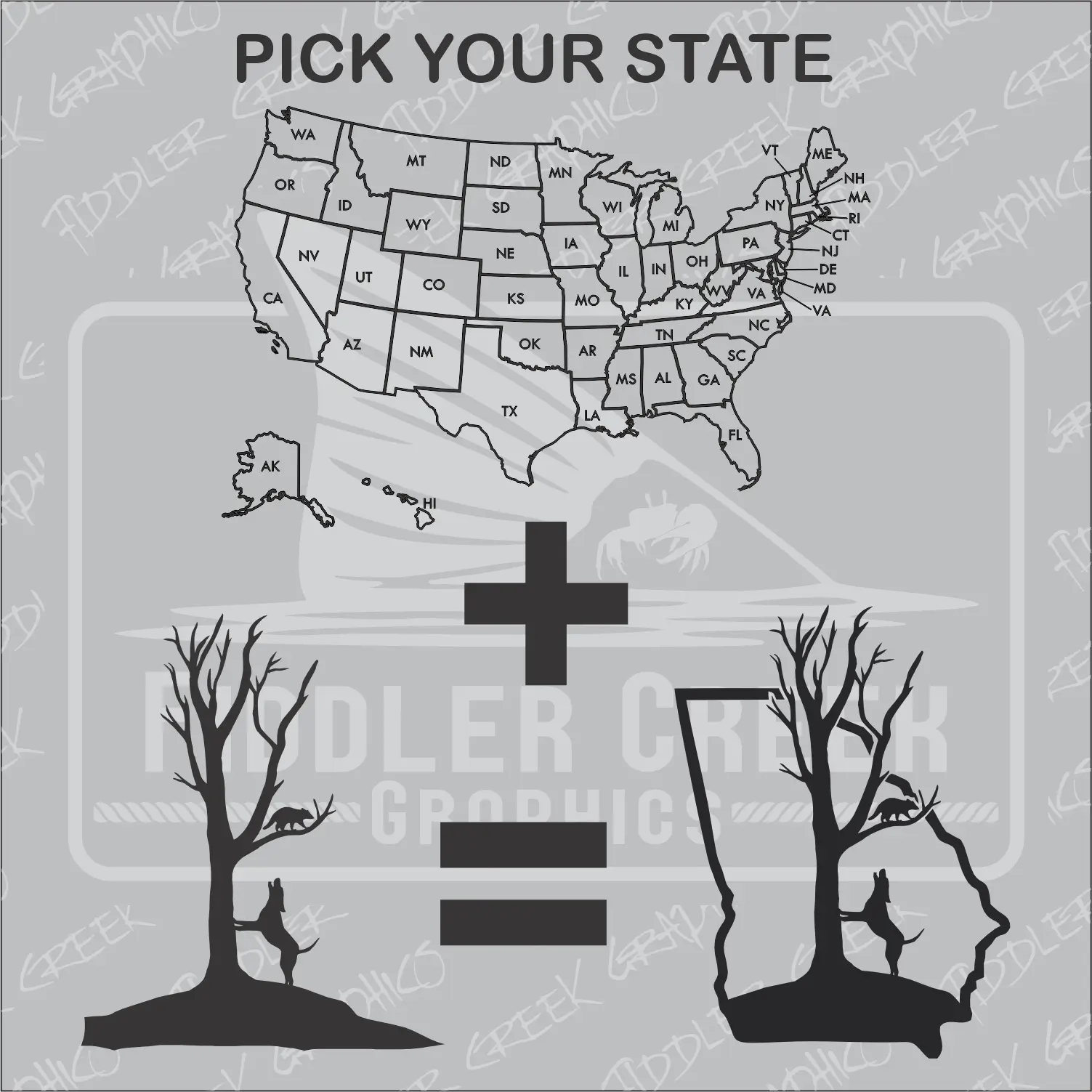 Hunting Dog with Treed Racoon State Decal