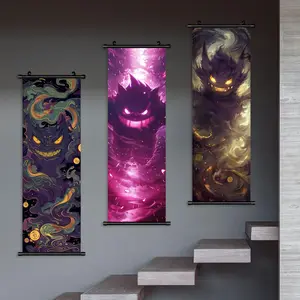 Cartoon Devil Pattern Wall Art, 3 Counts/set Colorful Hanging Canvas Painting  Poster, Artistic Wall Decor for Home Living Room Bedroom Study Room