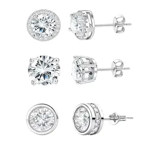 14K Gold Cubic zirconia Stud Earrings for Men Unisex S925 Sterling Silver Gold Plated Round Cut Diamond Earrings ,Luxury Hip Hop Jewelry Iced Out Ear Piercing Gift for Him rings Surgical Steel Set aretes elegantes lightweight dainty