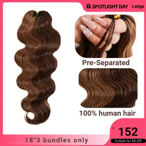[2026 New Style] LWIGS 48-52 Strands/Pack Pre-Separated Body Wave #2/4 Crochet Human Hair - Knotless Boho Braids for Women (4-5 Packs Full Head) - No-Tangle Long Lasting Bohemian Hair Extensions
