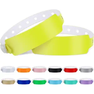100pcs Colored Vinyl Wristbands, Waterproof & Security Wristbands for Events, Pool Parties & Outdoor Sports (Yellow)