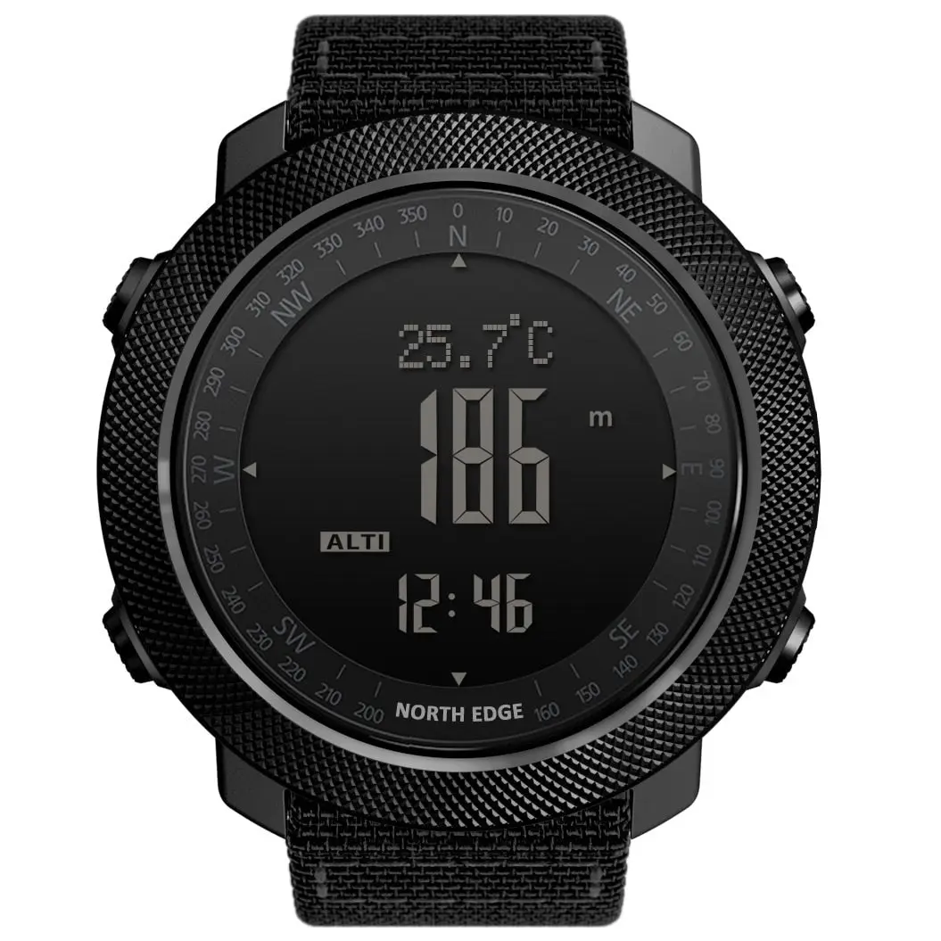 North Edge Apache 3 Men's Military Sports Watch with Rubber Band Shock Water Resistant Pedometer Barometer Altimeter Compass Weather Forecast Thermometer Stopwatch Countdown Timer Worldtime Functions