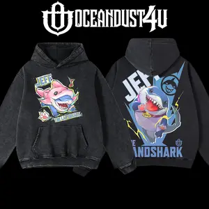 OceanDust4U Jeff the Land Shark Men's Hoodie & T-Shirt, 100% Premium Cotton Fabric, Oversized Fit, Pre-Washed, Unisex Classic Top Menswear