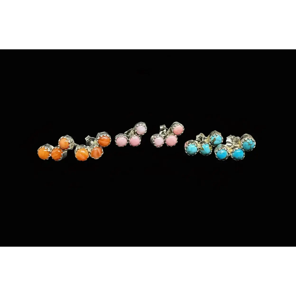 Zuni - Janice Spencer - 3 stone earrings