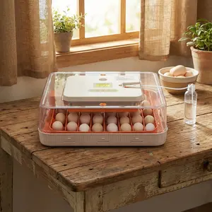 56H 56-Egg Incubator 110V 85W, Fully Automatic Turner, Upgraded LED Candler, Auto Temp & Humidity Control (Fahrenheit Display), ABS+PET Orange-White Body Clear Lid, Multi-Function Strip Egg Tray (US Plug)