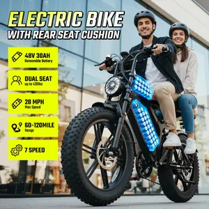 X6 Electric Bike 1500W Dual Battery Fat Tire eBike, 60-120 Miles Range, Full Suspension, 28MPH, 420LBS Capacity