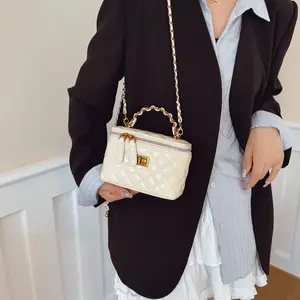 2026 New Elegant Textured PU Leather Square Mini Women's Shoulder Crossbody Vanity Case - Casual Trendy Multifunctional Portable Satchel, Handbag Purse