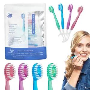 26 PCS 5-in-1 Mini Brushes Disposable Toothbrushes with Toothpaste and Pick, Individually Wrapped, Portable On The Go Toothbrush for Work Travel - 4 Flavors