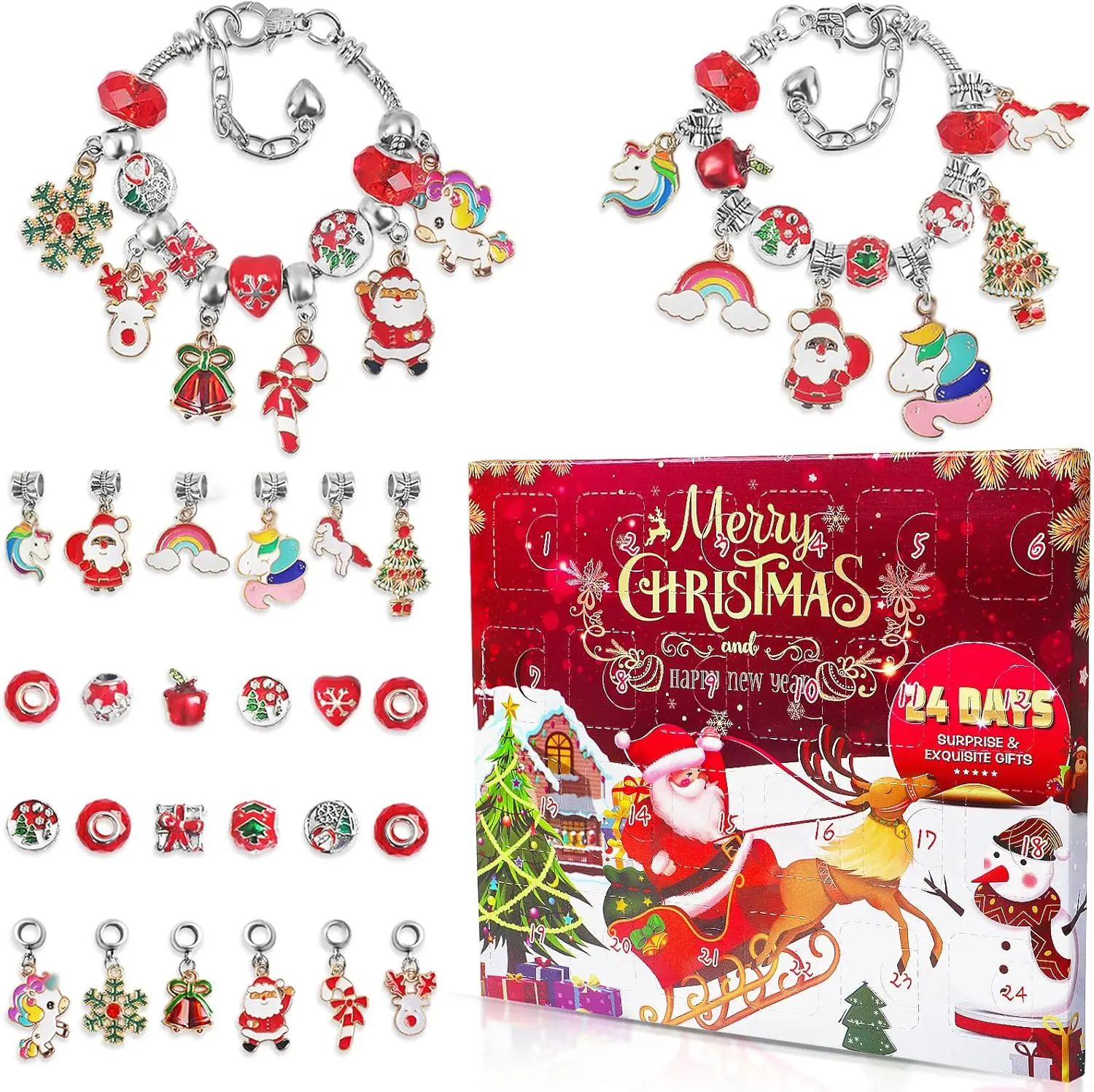 Halloween fall Gift 2026 Christmas Advent Calendar for Girls – 24 Days Xmas Countdown with 2 DIY Charm Bracelets, Jewelry Making Kit Gift for Kids, Teens & Women