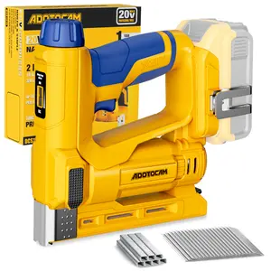 18GA Nail Gun for Dewalt 20V Battery (Tool Only), 2 in 1 Cordless Brad Nailer/T50 Crown Stapler, Nail Gun Battery Powered with 2,000PCS Staples and Nails for Upholstery & Family DIY