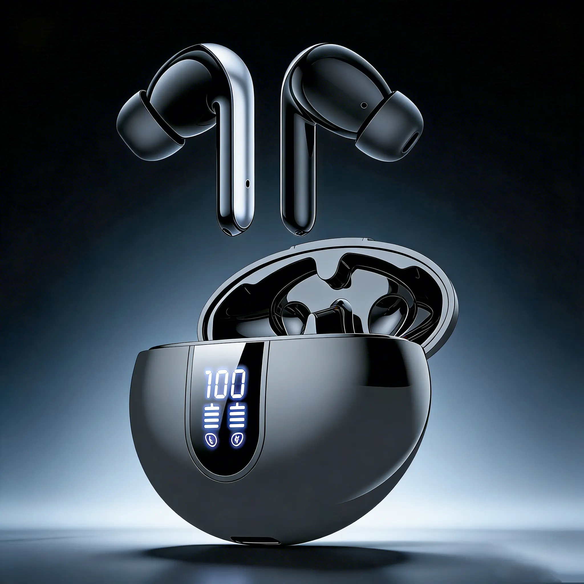 AI Technology Bluetooth Earbuds - 144+ Language Real-Time Translator Headset, 36H Playtime Wireless Audio Earphones for Travel, Meetings, Black